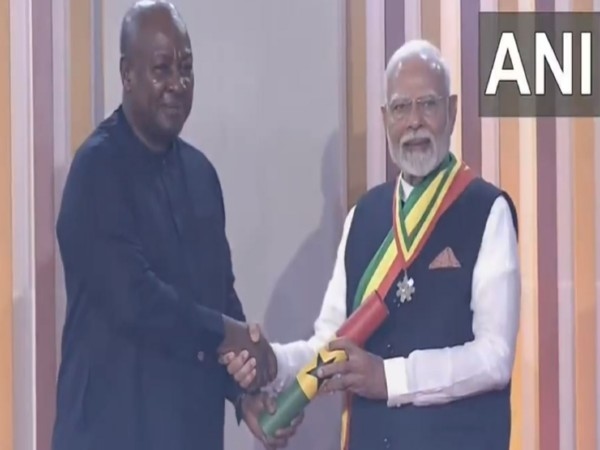 Indian PM Modi receives Ghana's highest state honour, "Officer of the Order of the Star of Ghana"