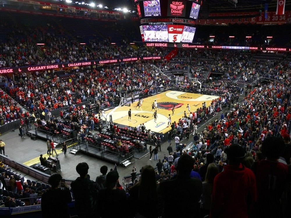 Calgary Surge takes to the court at Saddledome during Stampede