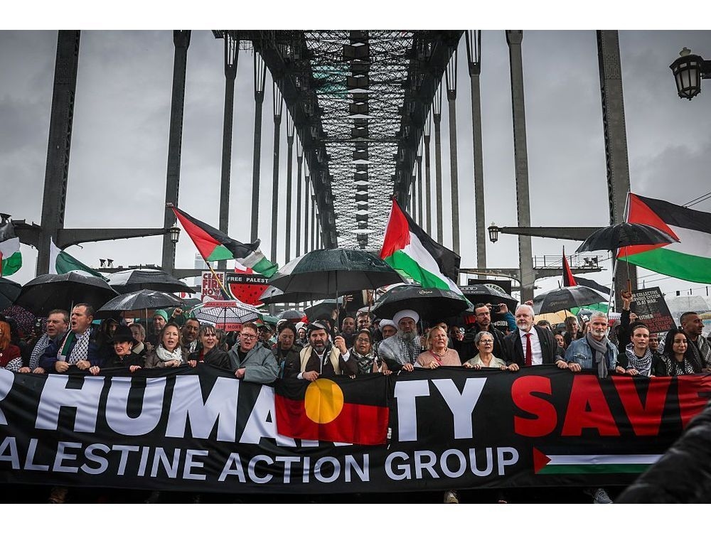 Tens of thousands march on Sydney Harbour Bridge to support Gaza