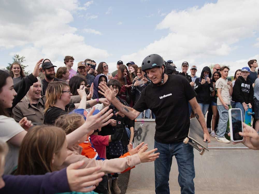 Tony Hawk, Mark McMorris help open skateboard park expansion in Smithers, B.C.