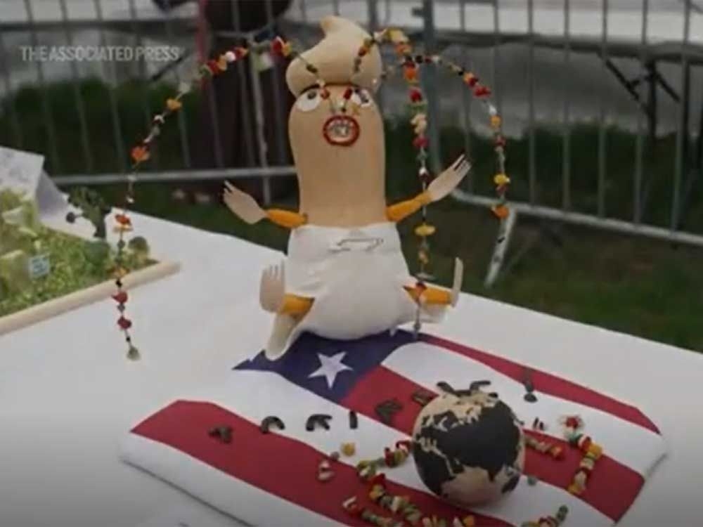 Quirky vegetable sculpture contest features squash Donald Trump and papal 'Cornclave'