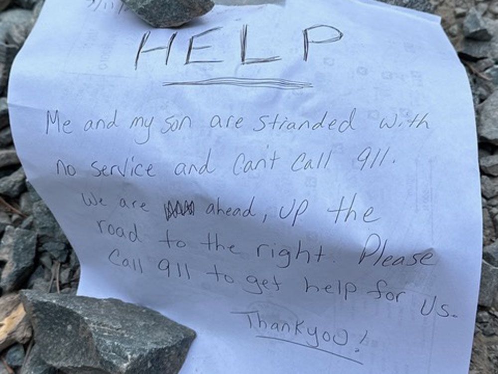 Rescuers find mom and son lost in California forest thanks to notes they left on a remote road