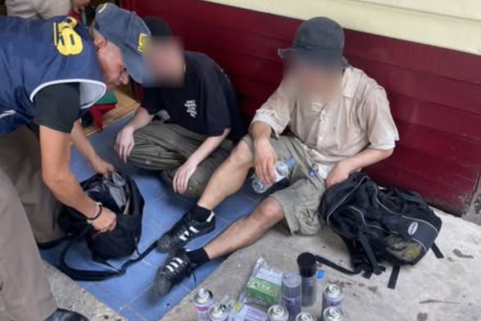 Foreign tourist arrested for spray-painting train