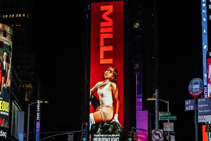 Milli featured on New York Times Square billboard