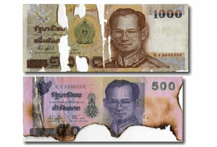 Are damaged Thai banknotes still usable?