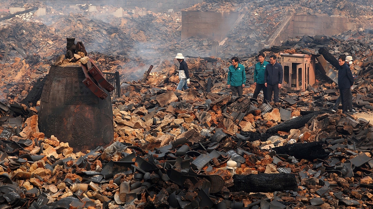 South Korea's centuries-old Gounsa temple is left in ruins by unprecedented wildfires