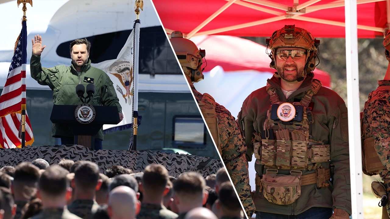 Vance celebrates 'no more quotas' in the military as he fires guns and visits with Marines