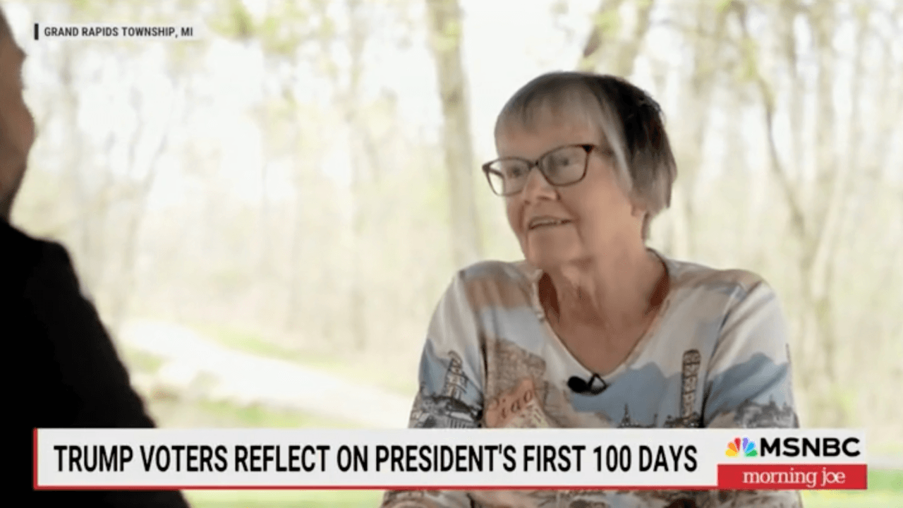 Trump voter tells MSNBC reporter the president is 'killing it' in his first 100 days