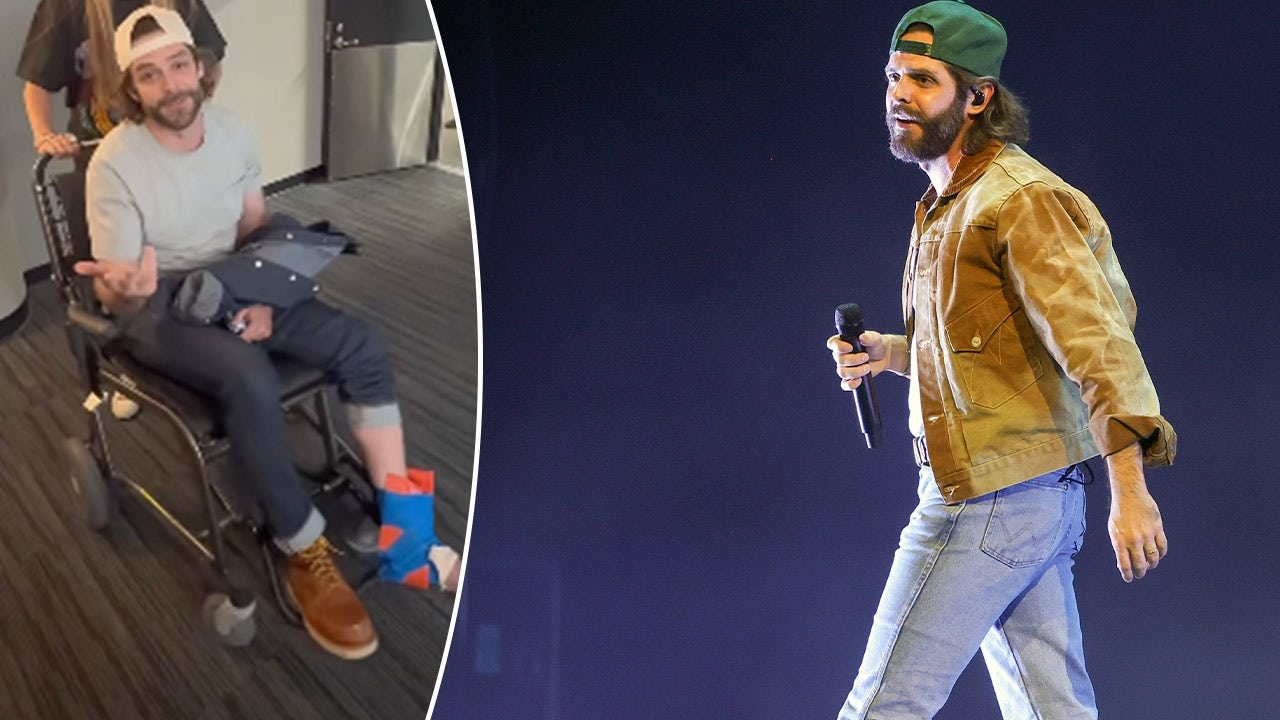 Country star Thomas Rhett falls at concert, leaves in wheelchair