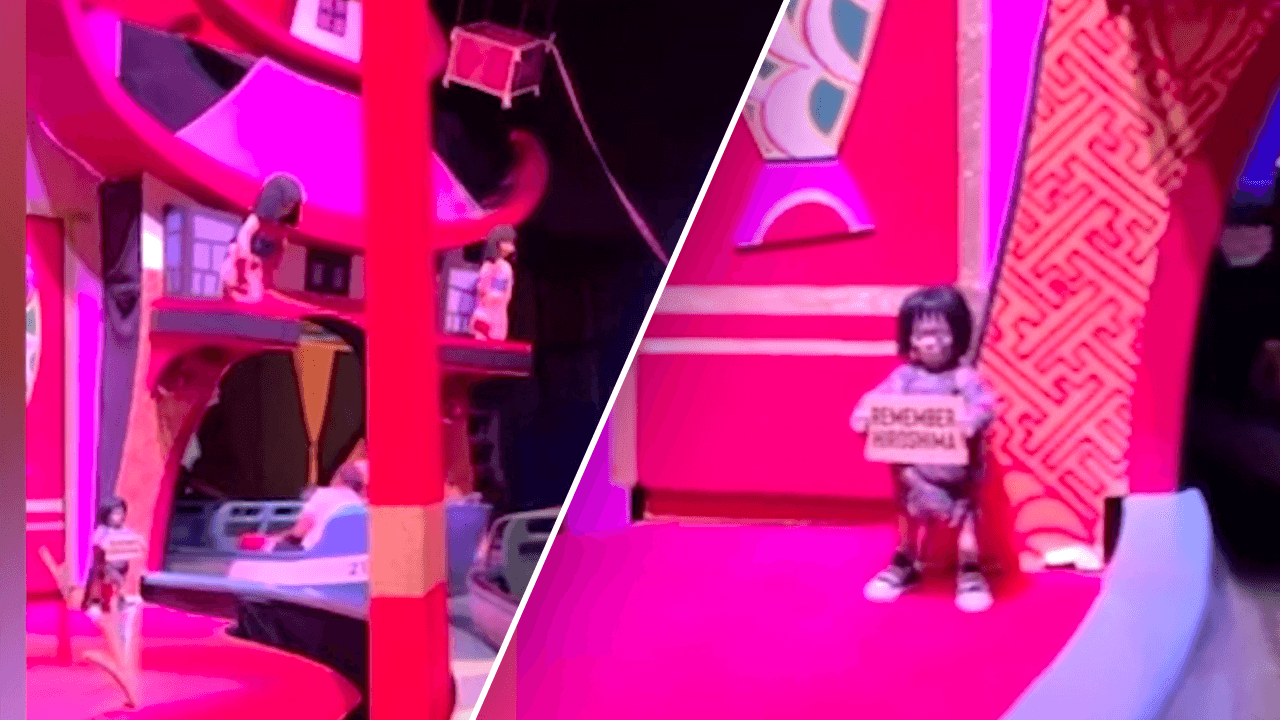 Business owner behind mysterious 'Remember Hiroshima' protest doll at Disneyland's Small World ride revealed