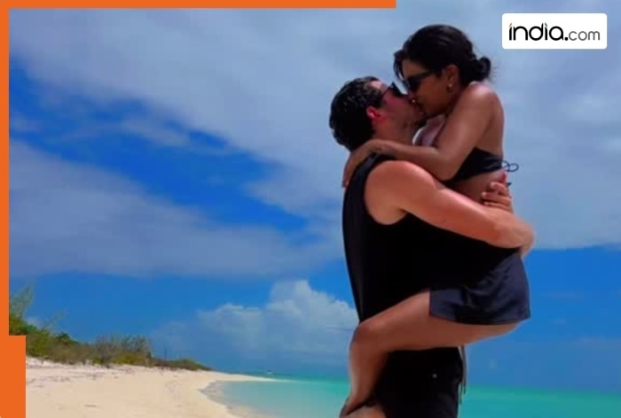 Priyanka Chopra leaps into Nick Jonas for passionate lip kiss on beach in black bikini