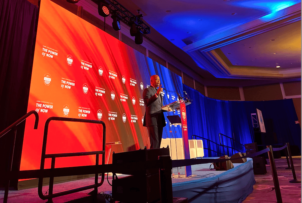 With echoes of Joan Rivers and Kash Patel, Eric Adams lashes out at the media in DC speech