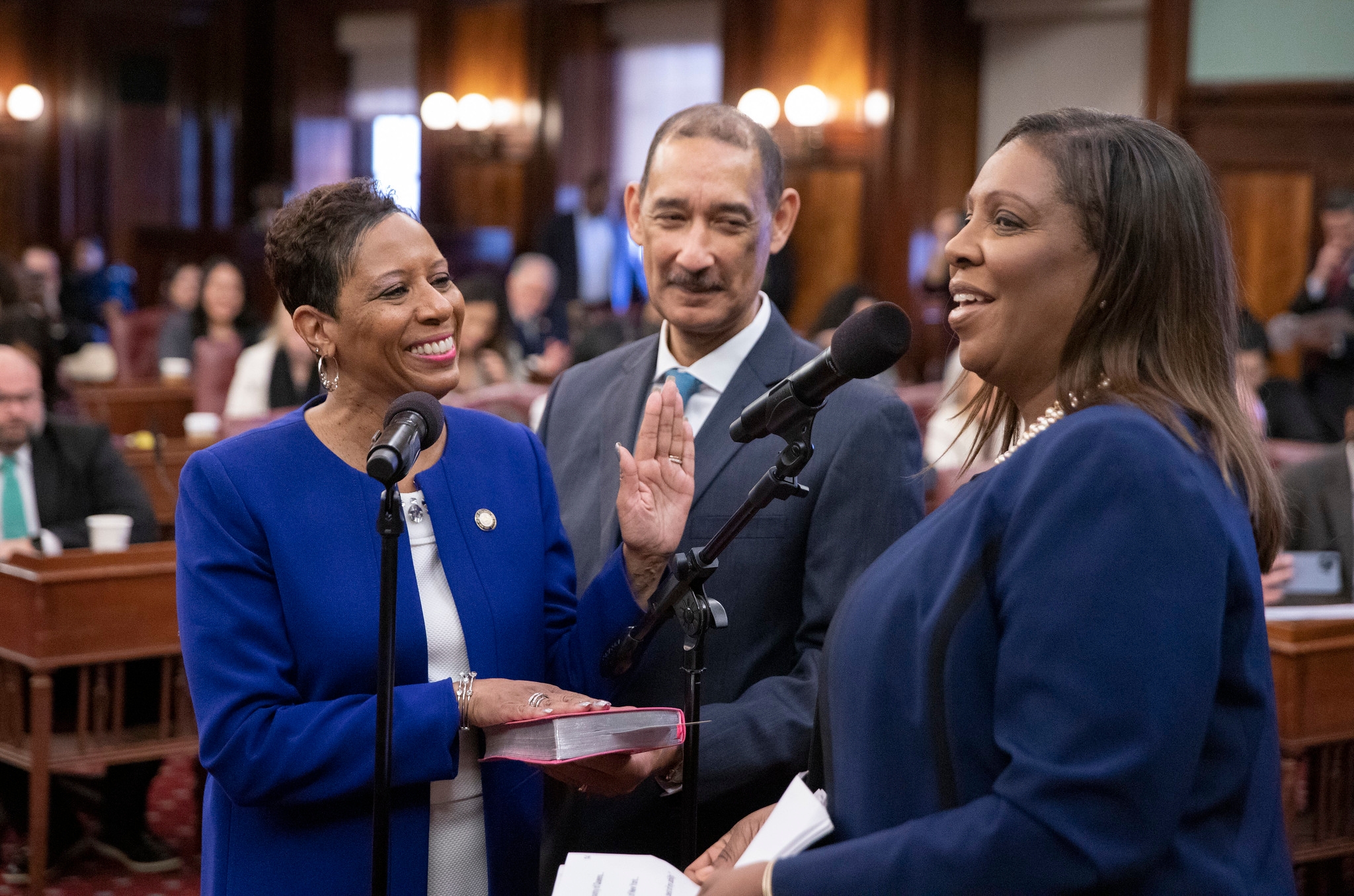 Letitia James sings Adrienne Adams' praises