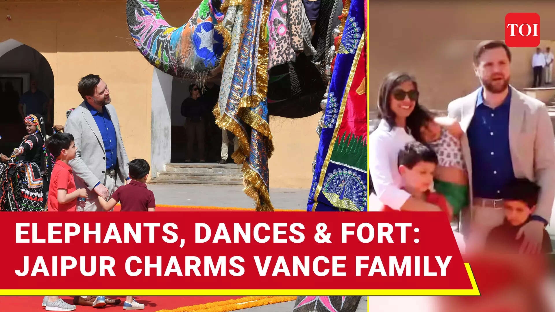 Jaipur Rolls Red-carpet For Vances: Elephants Put Up Royal Show For U.S. V-P's Kids At Amer Fort