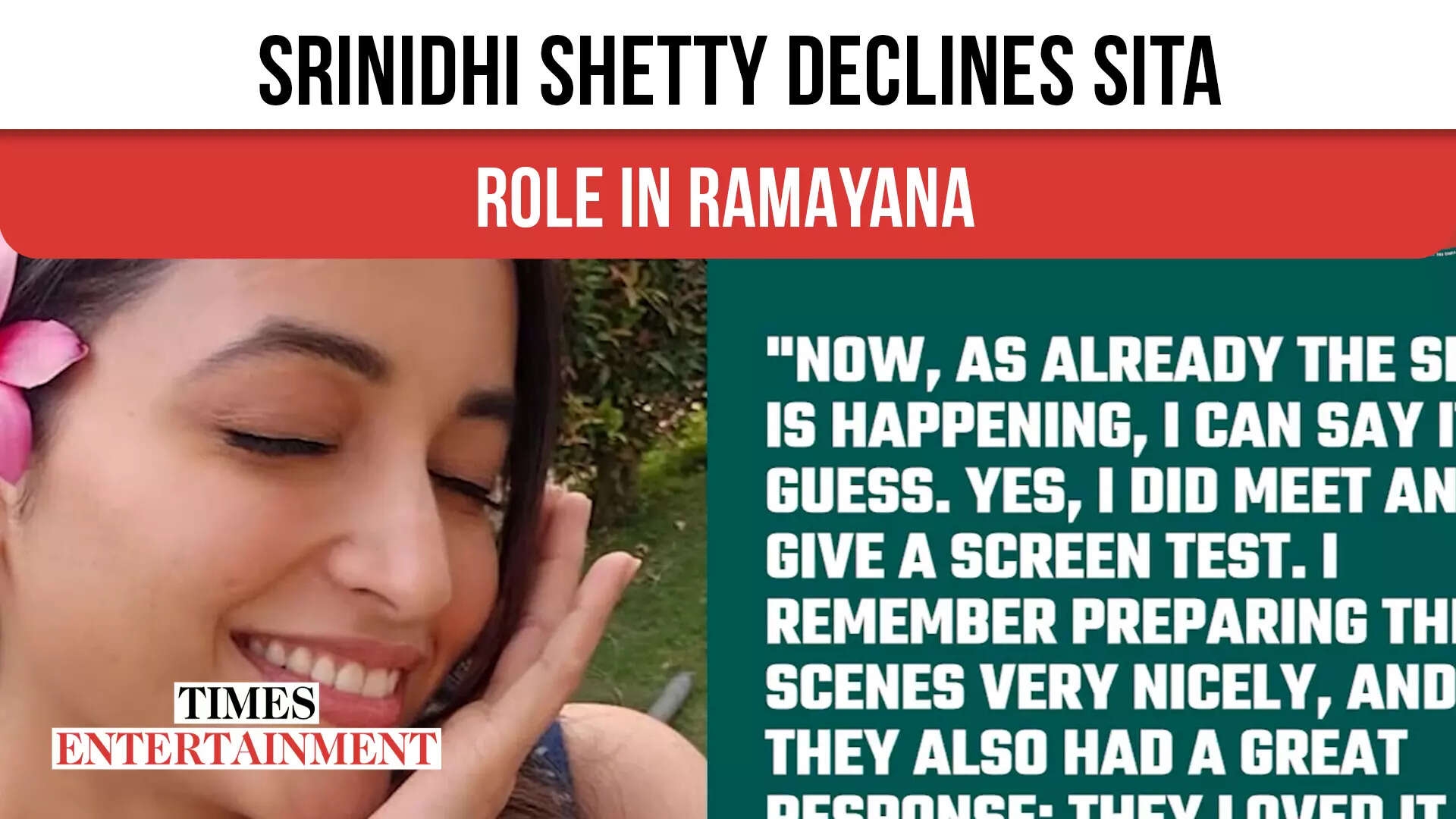 Srinidhi Shetty Denies Sita Role in Ramayana