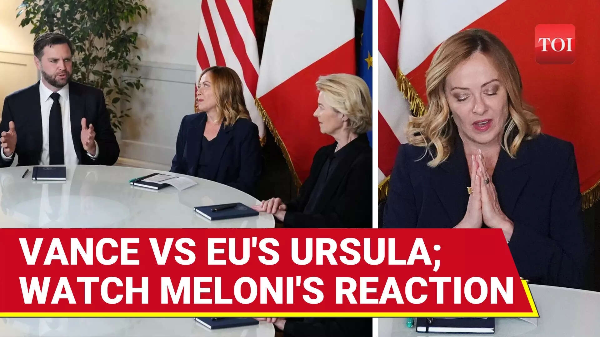 Tense Rome Meeting: US Vice President Schooled On Trade By EU Chief; Meloni Plays Mediator