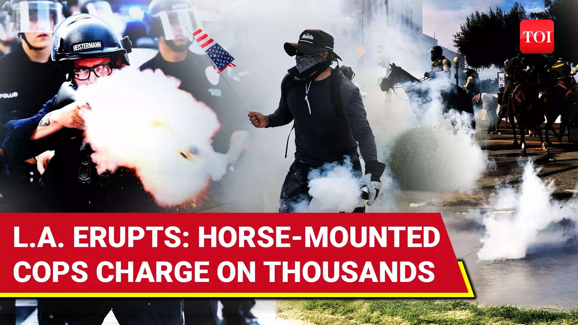 Mass Protests Erupt As Trump Oversees Parade; Tear Gas, Horse Police In LA Clash