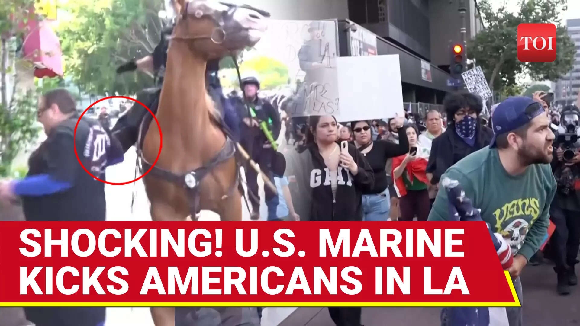 'Marines, Go Home!': Americans Scream At 'No Kings' Protest; Horse-mounted Cop Kicks Them