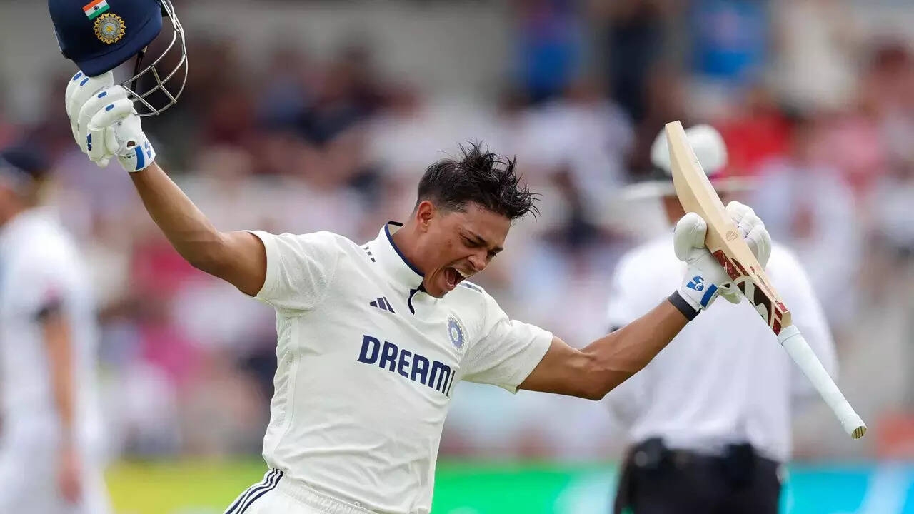 Vaibhav Suryavanshi, 14, watches in awe as Yashasvi Jaiswal celebrates century