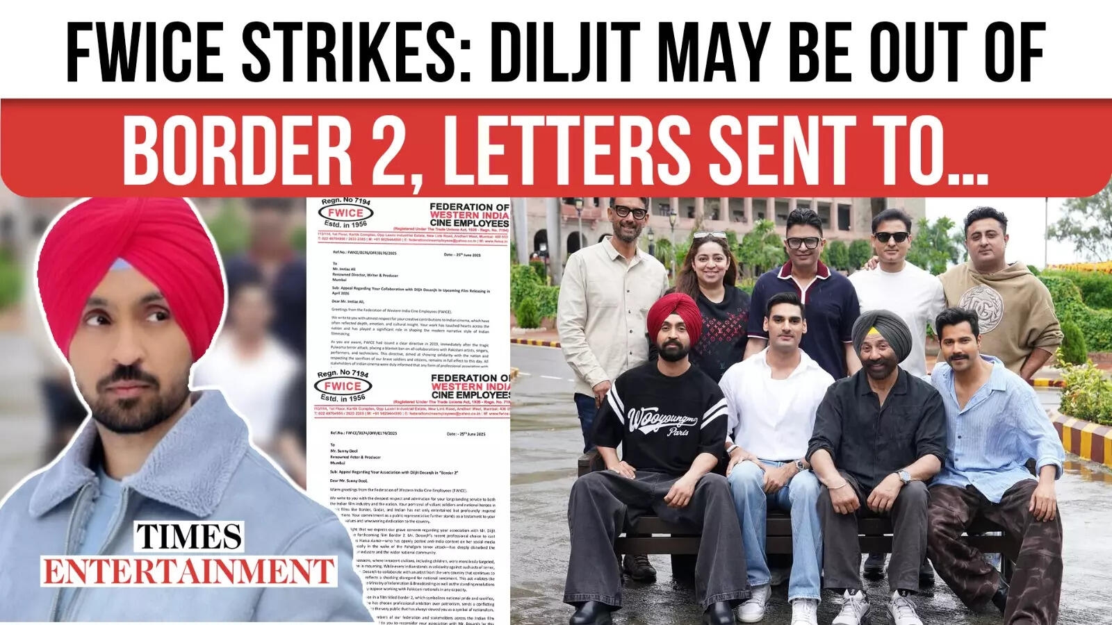 'Will Diljit Be Removed From Border 2? FWICE Sends Explosive Letter To Sunny Deol, Imtiaz Ali'