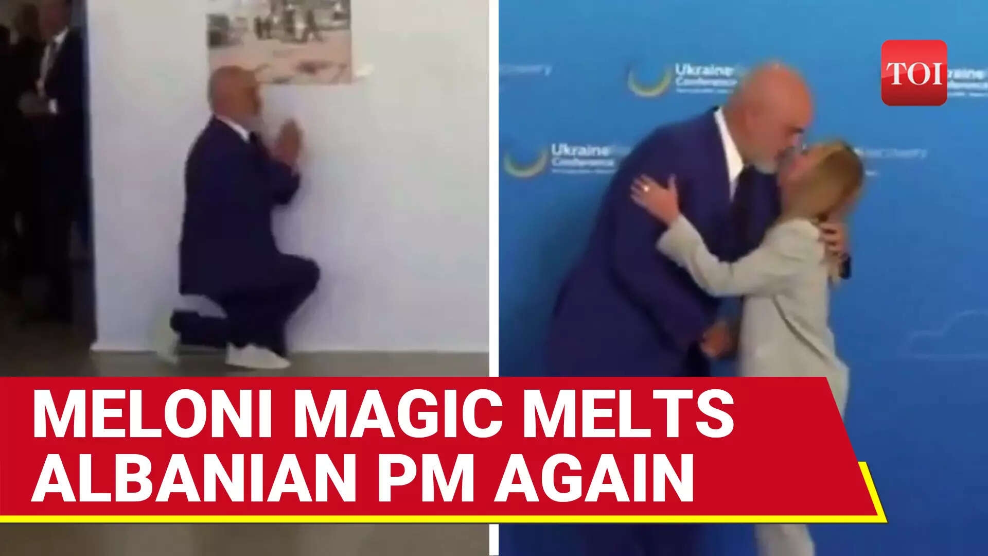 Meloni Blushes As Albanian PM Kneels In Respect; She Reciprocates With Hug
