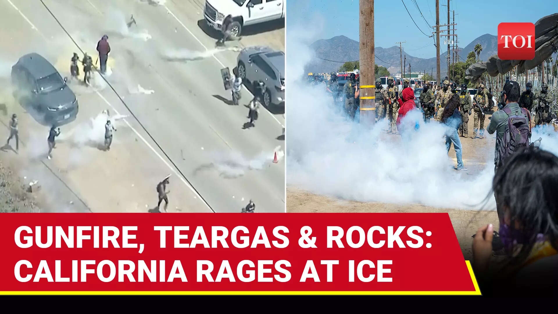 Chaotic ICE Raid In California: Protester Fires In 4-hour Standoff, Teargas, Rocks Hurled