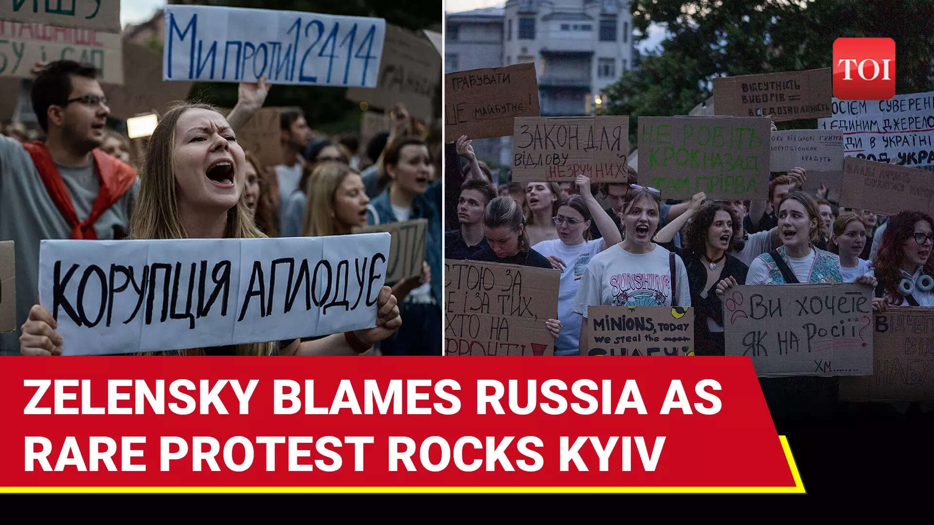 Rare Protest Hits Ukraine As Zelensky ‘Cripples' Anti-Corruption Agencies, Then Blames Russia