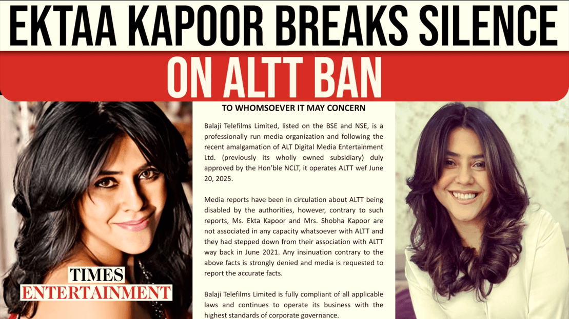 After Govt Ban, Ekta Kapoor Clarifies: ‘Not Associated With ALTT'