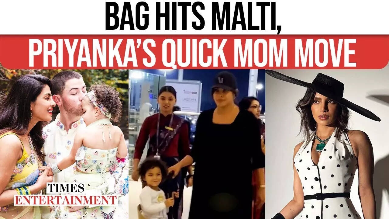 Priyanka Chopra shields daughter Malti after accidental hit at Hyderabad airport