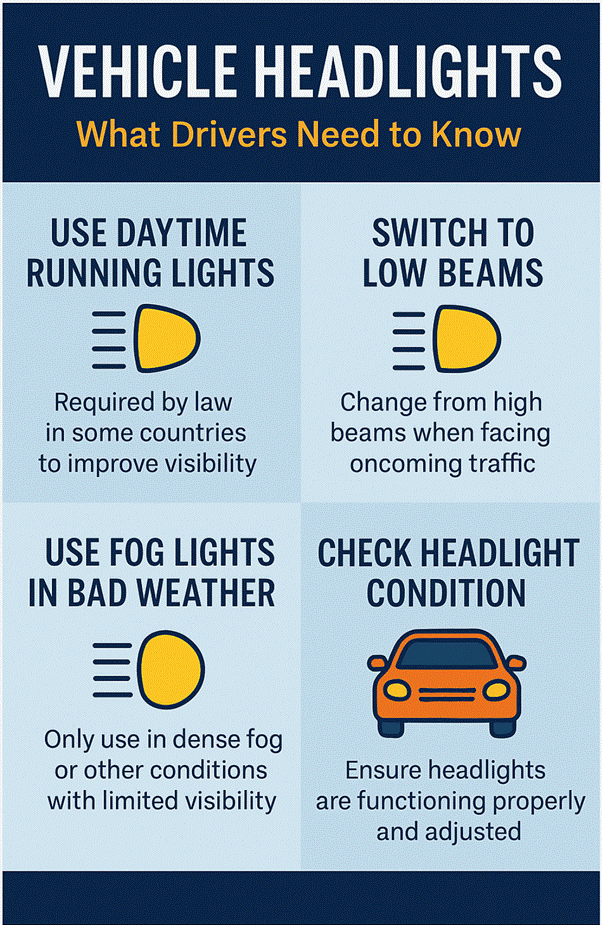 How far lighting is regulated in England, mandatory requirements for drivers