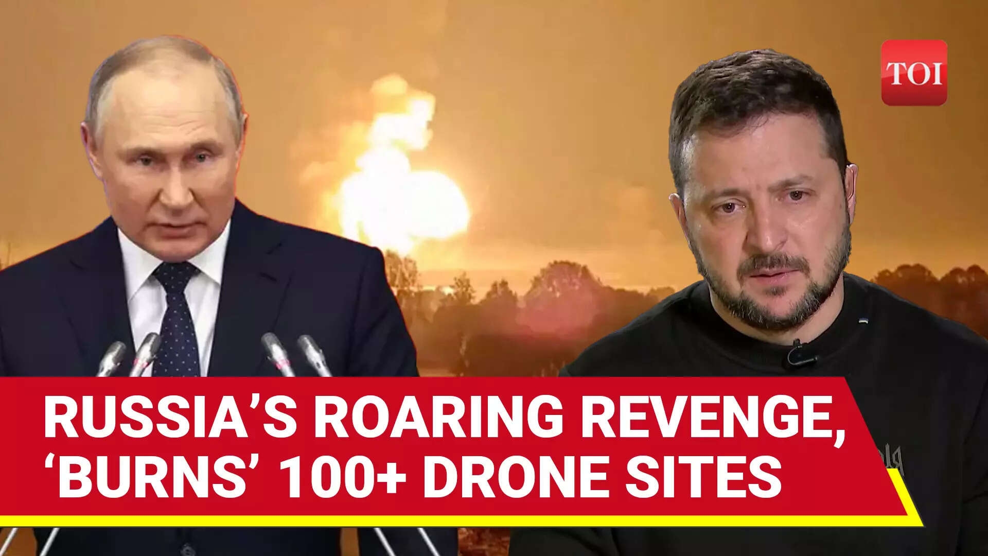 Putin's REVENGE Hellfire ‘Decimates' Ukraine's 100+ Drone Bases After Russia Looses 40 Warplanes