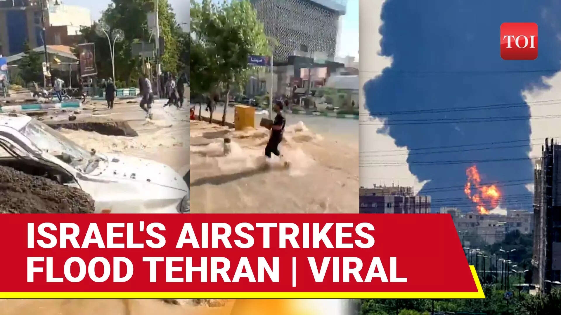 Shocking Scenes In Tehran After Israeli Attacks; Water Pipes Explode, Sewage Floods Streets