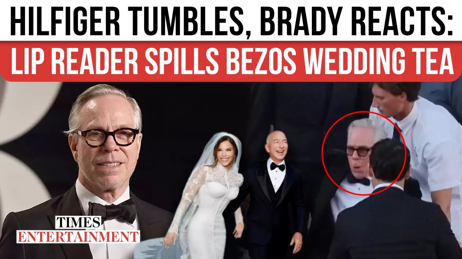 VIRAL: Tommy Hilfiger's AWKWARD Fall at Bezos Wedding, and Brady's Icy Quip
