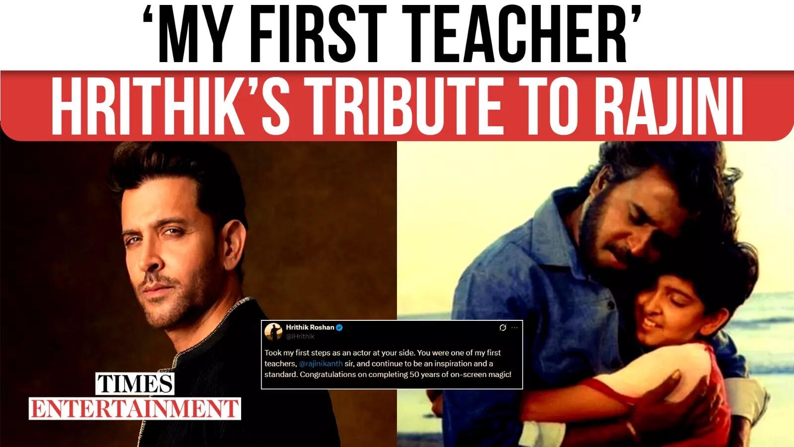 Hrithik calls Rajinikanth his 'first teacher' ahead of 'War 2' vs 'Coolie' clash