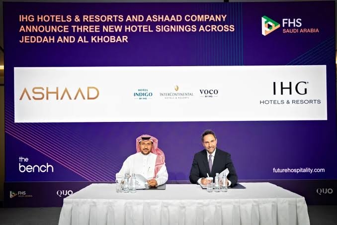 اتفاقية شراكة استراتيجية بين 'أشاد' ومجموعة 'IHG' لتطوير 3 فنادق بالسعودية