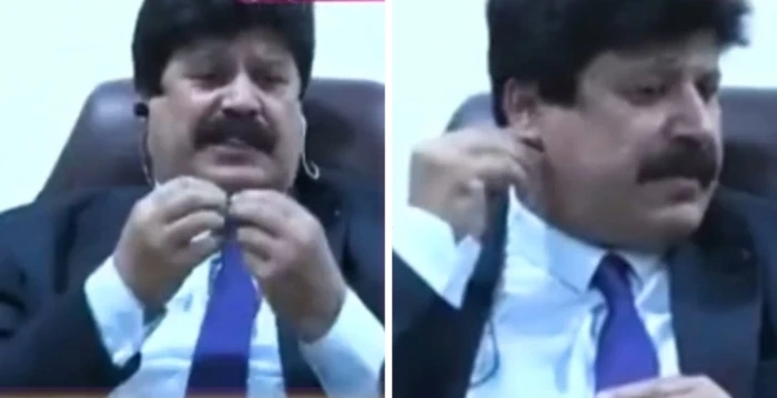 شاهد : مقطع طريف لعراقي يضع المايك في أذنه أثناء مداخلة على الهواء