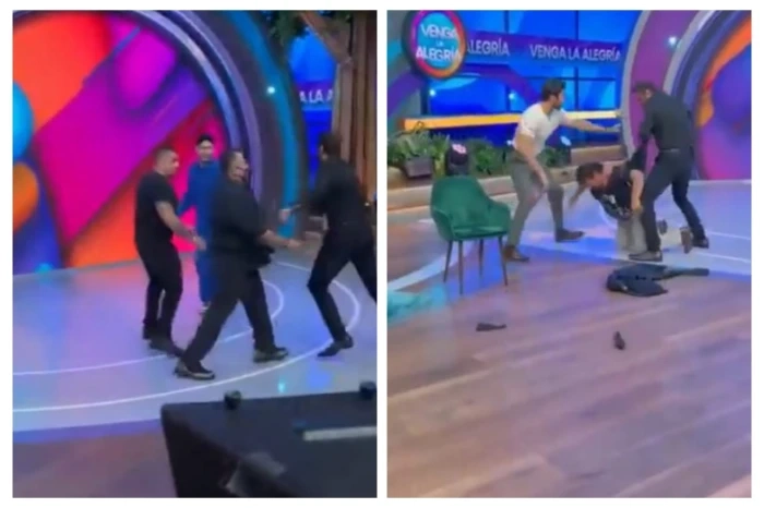 شاهد: مصارع مكسيكي يعتدي على والد منافسه وعلى طاقم برنامج تلفزيوني على الهواء مباشرة