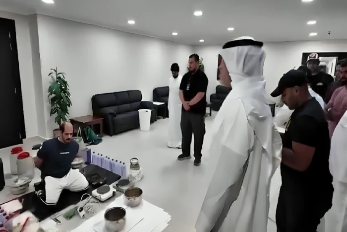 بالصور: وزير الداخلية الكويتي يشرف على ضبط متهم بتصنيع وترويج مادة الشبو وبحوزته أسلحة نارية