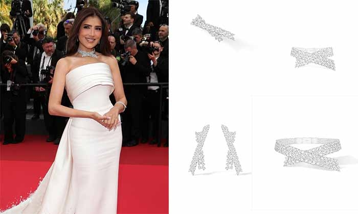Mai Omar Graces the Red Carpet at the 78th Annual Cannes Film Festival in Messika