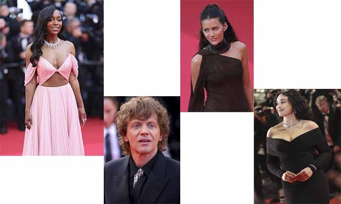 AJA NAOMI KING, ALEX LUTZ, AND Olivia neil IN MESSIKA AT 'The History Of Sound' red carpet – 78th annual Cannes Film Festival