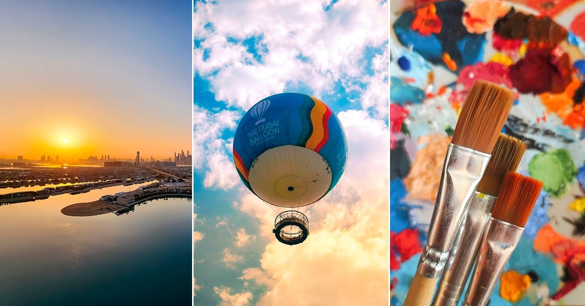 This painting workshop includes a trip to the sky with Dubai Balloon