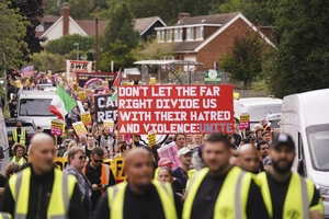 Hundreds demonstrate in protest-hit UK town