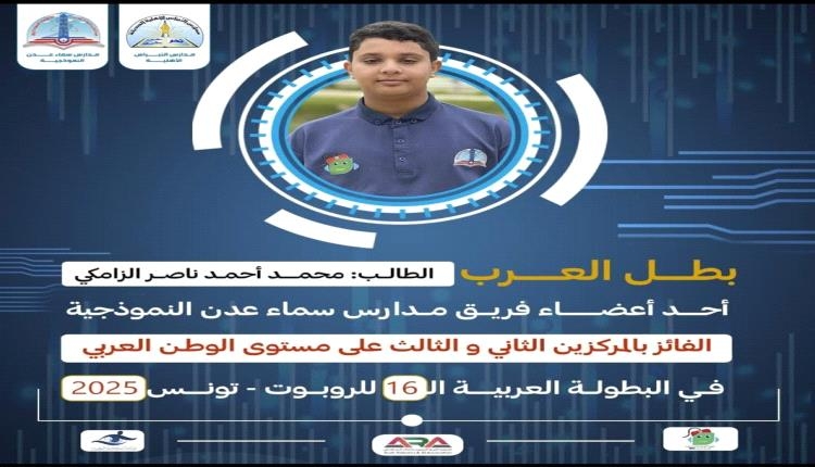 مبروك الفوز محمد الزامكي في البطولة العربية للروبوت والذكاء الاصطناعي في تونس