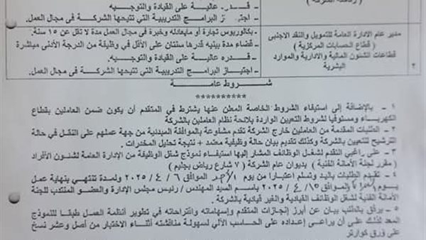 وظائف شاغرة في شركة وسط الدلتا لإنتاج الكهرباء