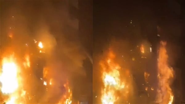 شاهد اللقطات الأولى لحريق مطعم مصر الجديدة