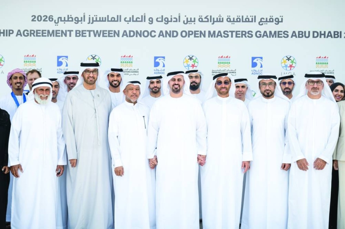 ذياب بن محمد يشهد توقيع اتفاقية رعاية «أدنوك» لألعاب الماسترز أبوظبي 2026