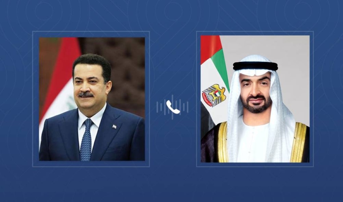 رئيس الدولة ورئيس الوزراء العراقي يبحثان هاتفياً علاقات البلدين والتطورات في المنطقة