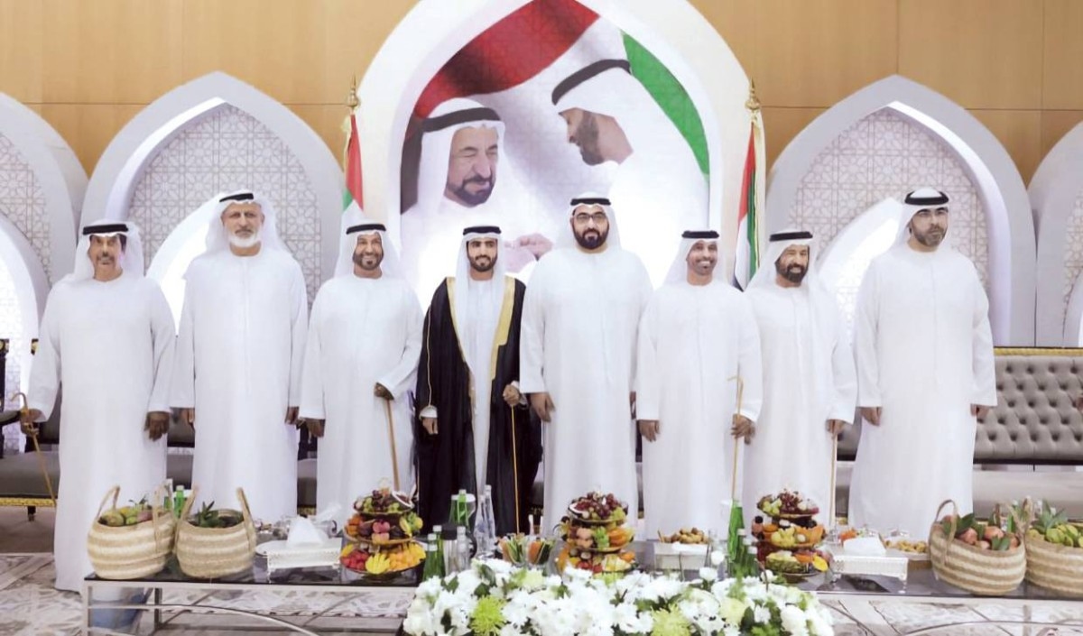راشد وأحمد بن سعود يحضران أفراح المسافري في الشارقة