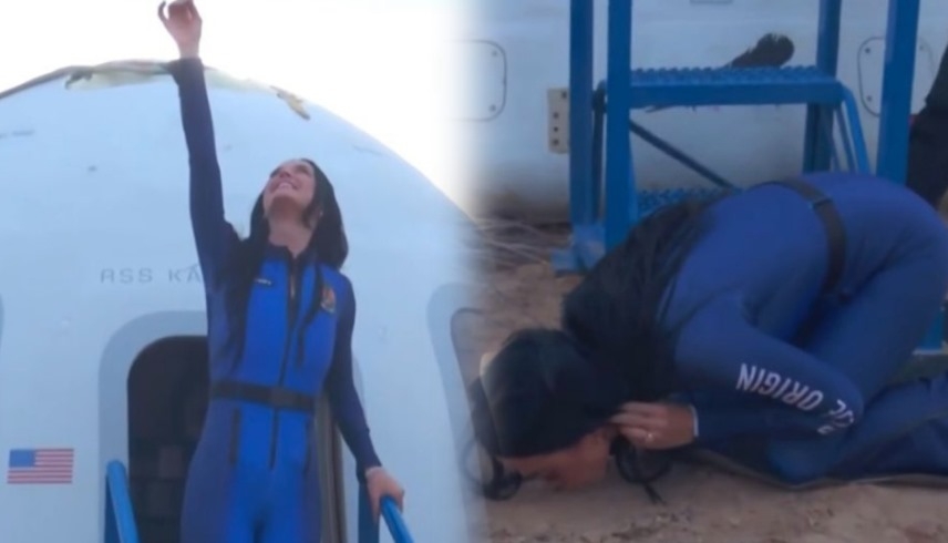كاتي بيري تقبّل الأرض بعد عودتها من الفضاء!