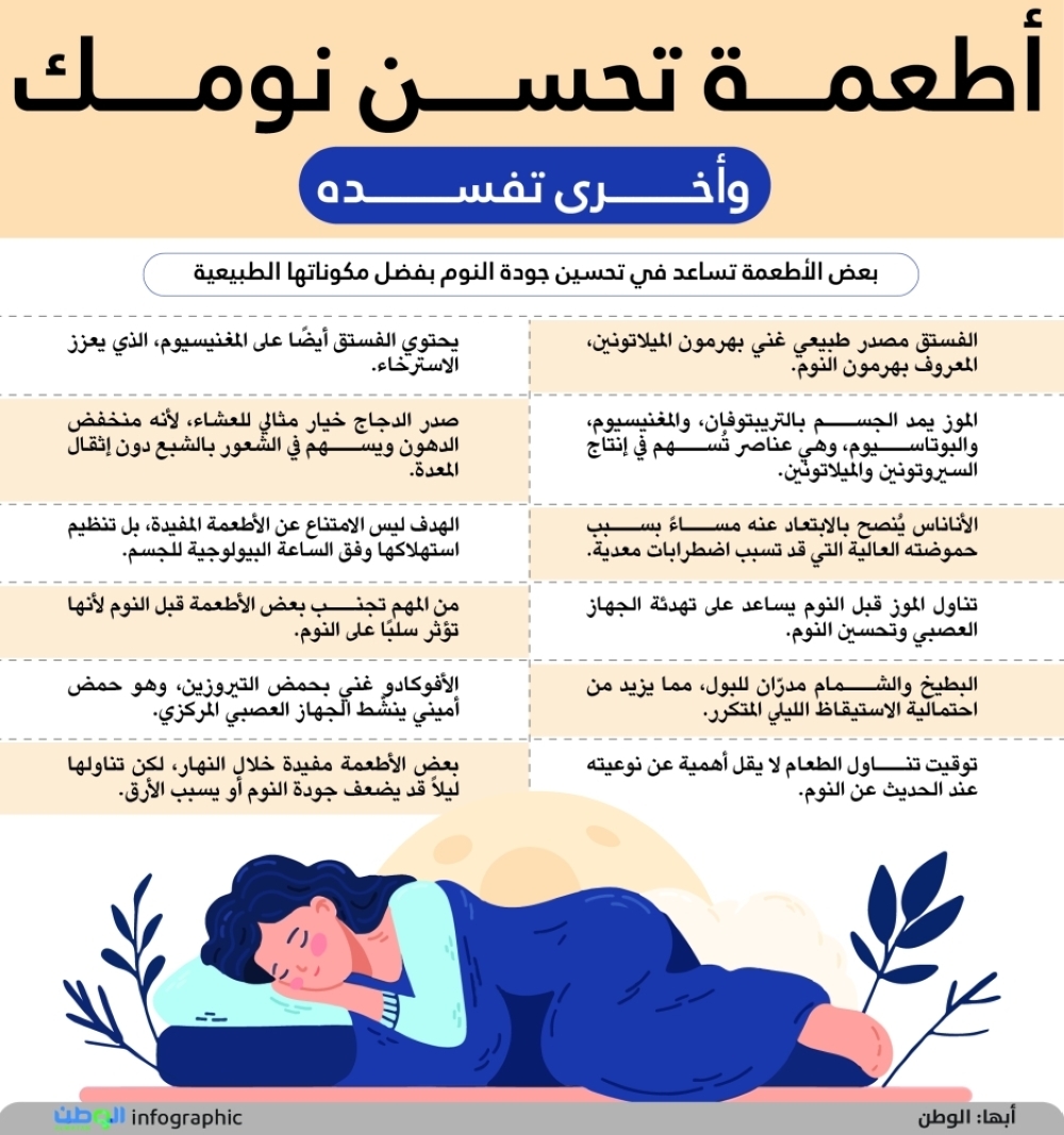 أطعمة تحسن نومك وأخرى تفسده
